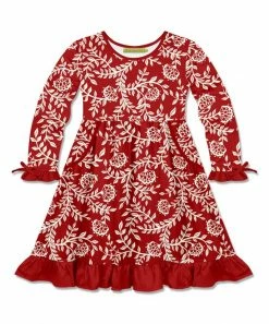 Flash Sale 🧨 Millie Loves Lily Red & White Holiday Vine Pocket Ruffle-Hem A-Line 👗 Dress - Infant For Kids 😀
