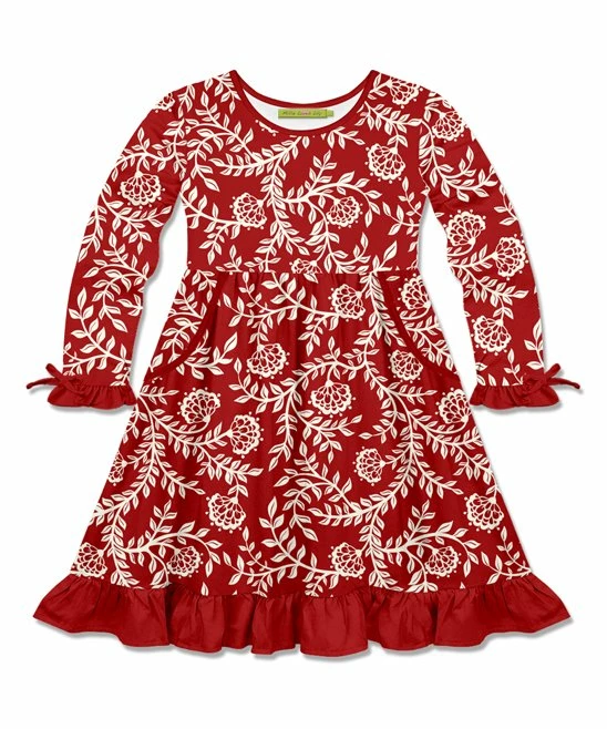 Flash Sale 𧨠Millie Loves Lily Red & White Holiday Vine Pocket Ruffle-Hem A-Line π Dress - Infant For Kids π 1 Flash Sale 𧨠Millie Loves Lily Red & White Holiday Vine Pocket Ruffle-Hem A-Line π Dress - Infant For Kids π