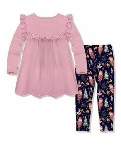 Cheapest ✔️ Millie Loves Lily Dusty Pink Ruffle Long-Sleeve Top & Navy Nutcracker Dream Leggings - Infant, Toddler & 👧 Girls For Kids 🎁 -Little Millie-shop zu100509628 alt 2 tm1635972684