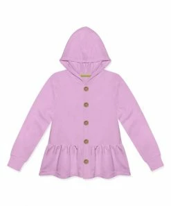 Hot Sale ✨ Simply Millie By Millie Loves Lily Lilac Ruffle-Hem Button-Up Hoodie - 👧 Girls For Kids 👏