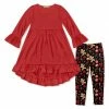 Budget ✔️ Millie Loves Lily Red Ruffle Hi-Low 👗 Dress & Black Gingerbread Sweets Leggings - 👧 Girls For Baby & Maternity ✔️