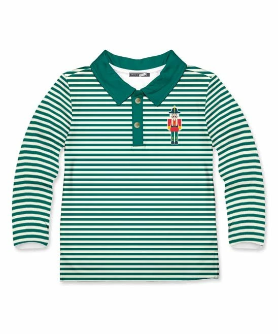 Cheap π Millie & Maxx Green & Cream Stripe Nutcracker Long-Sleeve Polo - Boys For Kids π 1 Cheap π Millie & Maxx Green & Cream Stripe Nutcracker Long-Sleeve Polo - Boys For Kids π