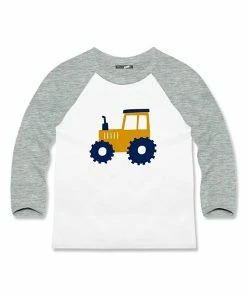 Hot Sale 🤩 Millie & Maxx White Tractor Long-Sleeve Crewneck Top - Toddler For Kids 🔔