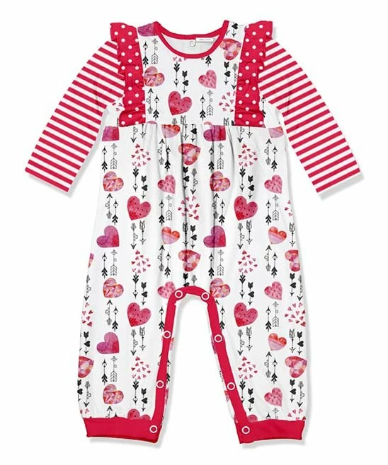 Best Pirce ✔️ Little Millie White & Red Arrow Heart Ruffle-Trim Playsuit - Toddler For Kids ⌛ 1 Best Pirce ✔️ Little Millie White & Red Arrow Heart Ruffle-Trim Playsuit - Toddler For Kids ⌛