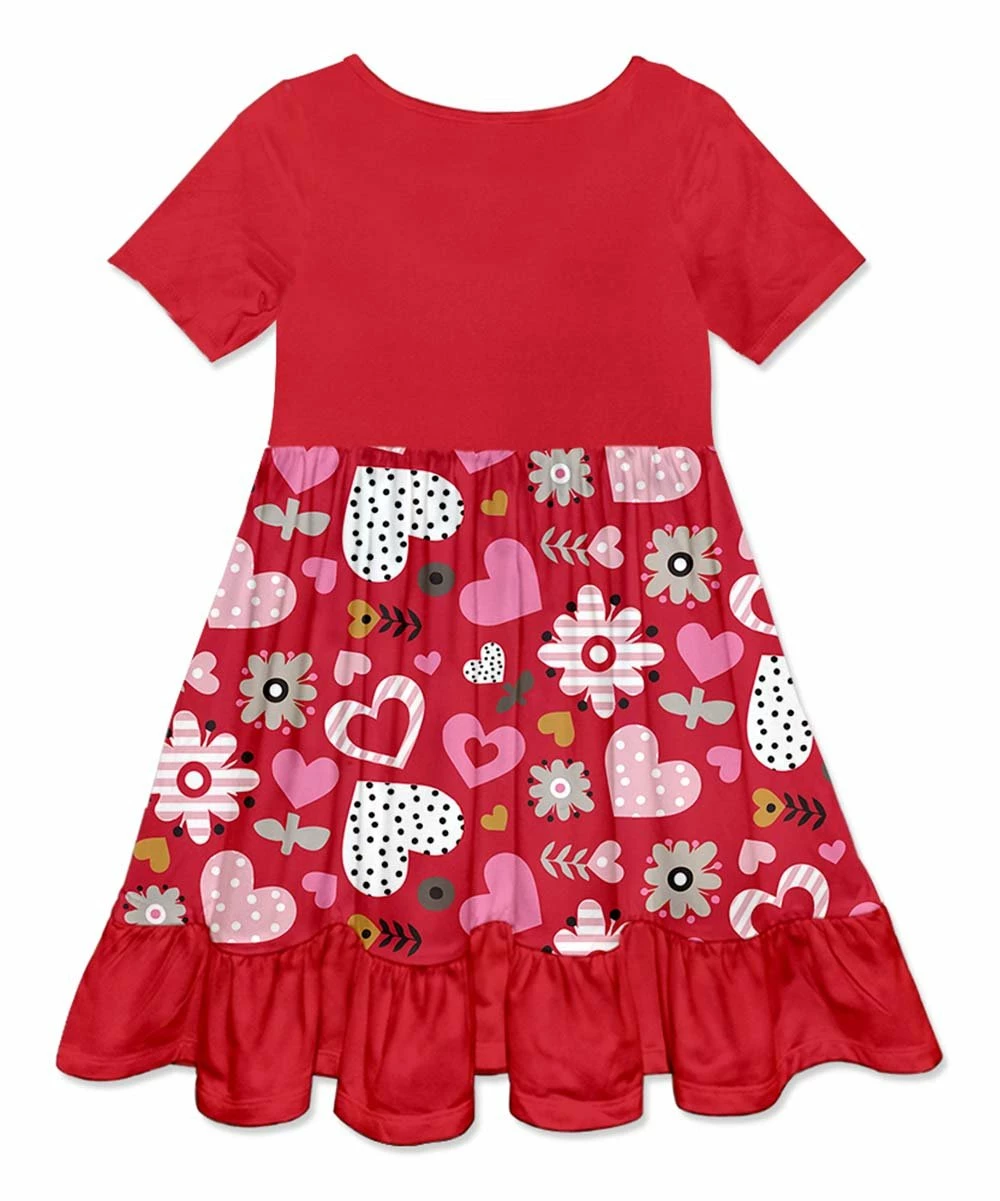 Hot Sale π Millie Loves Lily Red Harper's Heart Button-Front A-Line π Dress - Toddler For Kids π€© 4 Hot Sale π Millie Loves Lily Red Harper's Heart Button-Front A-Line π Dress - Toddler For Kids π€© - Image 4