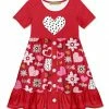Hot Sale 🔔 Millie Loves Lily Red Harper's Heart Button-Front A-Line 👗 Dress - Toddler For Kids 🤩