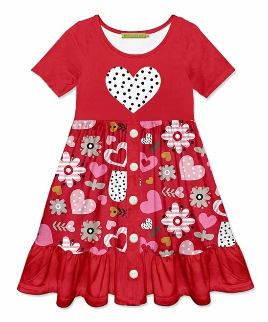 Hot Sale π Millie Loves Lily Red Harper's Heart Button-Front A-Line π Dress - Toddler For Kids π€© 1 Hot Sale π Millie Loves Lily Red Harper's Heart Button-Front A-Line π Dress - Toddler For Kids π€©