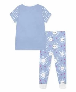 Buy 👍 Millie Loves Lily Periwinkle & White Happy Sun Short-Sleeve Pajama Set - 👧 Girls For Kids 🔔 -Little Millie-shop zu101243026 alt 3 tm1640265835