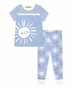Buy 👍 Millie Loves Lily Periwinkle & White Happy Sun Short-Sleeve Pajama Set - 👧 Girls For Kids 🔔