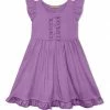 Deals ⌛ Simply Millie By Millie Loves Lily Purple Button-Front Ruffle-Hem Angel-Sleeve 👗 Dress - Toddler For Kids 🧨