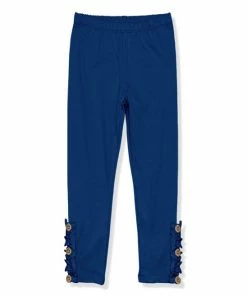 Promo 🤩 Simply Millie By Millie Loves Lily Navy Button-Accent Ruffle-Trim Leggings - 👧 Girls For Kids ⌛