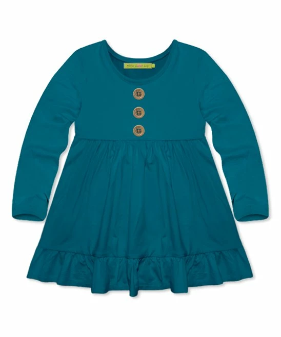 Outlet π Simply Millie By Millie Loves Lily Teal Ruffle-Accent Button-Front Babydoll Tunic - Toddler For Kids π€© 1 Outlet π Simply Millie By Millie Loves Lily Teal Ruffle-Accent Button-Front Babydoll Tunic - Toddler For Kids π€©
