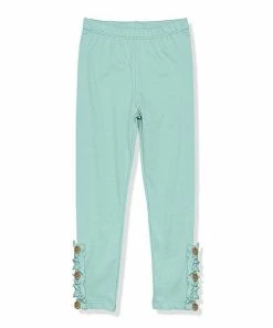 Best Pirce 💯 Simply Millie By Millie Loves Lily Mint Button-Accent Ruffle-Trim Leggings - Infant, Toddler & 👧 Girls For Kids 🤩