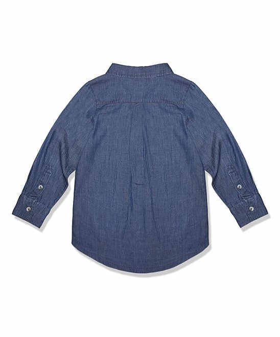 Best Pirce π€© Millie & Maxx Blue Long-Sleeve Button-Up - Toddler & Boys For Kids π₯ 2 Best Pirce π€© Millie & Maxx Blue Long-Sleeve Button-Up - Toddler & Boys For Kids π₯ - Image 2