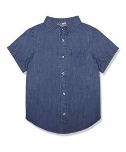 Wholesale 🌟 Millie & Maxx Blue Short-Sleeve Button-Up - Toddler & Boys For Kids 😍