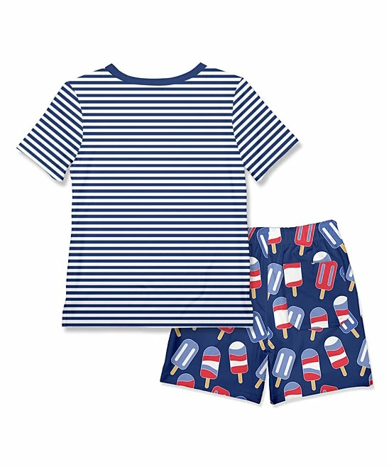 New π Millie & Maxx Navy Stripe Ice Pop Henley & Shorts - Toddler For Kids π 3 New π Millie & Maxx Navy Stripe Ice Pop Henley & Shorts - Toddler For Kids π - Image 3