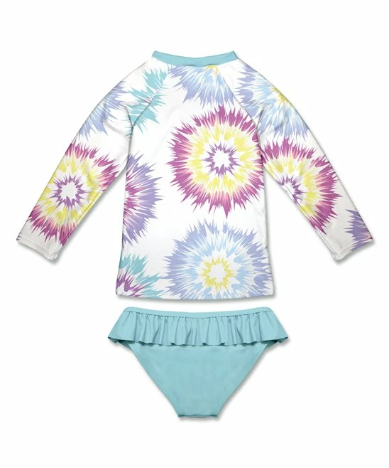 Brand new π Millie Loves Lily White & Turquoise Tie-Dye Long-Sleeve Rashguard Set - Toddler & π§ Girls For Kids π₯ 2 Brand new π Millie Loves Lily White & Turquoise Tie-Dye Long-Sleeve Rashguard Set - Toddler & π§ Girls For Kids π₯ - Image 2