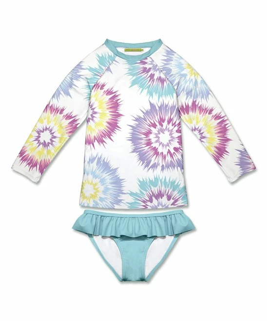 Brand new π Millie Loves Lily White & Turquoise Tie-Dye Long-Sleeve Rashguard Set - Toddler & π§ Girls For Kids π₯ 1 Brand new π Millie Loves Lily White & Turquoise Tie-Dye Long-Sleeve Rashguard Set - Toddler & π§ Girls For Kids π₯