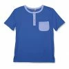 Wholesale 💯 Millie & Maxx Blue & Periwinkle Contrast-Pocket Short-Sleeve Henley - Toddler & Boys For Kids ✔️