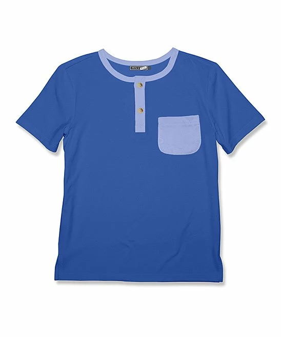 Wholesale π― Millie & Maxx Blue & Periwinkle Contrast-Pocket Short-Sleeve Henley - Toddler & Boys For Kids βοΈ 1 Wholesale π― Millie & Maxx Blue & Periwinkle Contrast-Pocket Short-Sleeve Henley - Toddler & Boys For Kids βοΈ