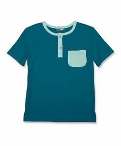 Discount 🔥 Millie & Maxx Teal & Mint Contrast-Pocket Short-Sleeve Henley - Toddler & Boys For Kids 🛒
