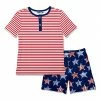Promo 🤩 Millie & Maxx Red Stripe Henley & Navy Star Shorts - Toddler & Boys For Kids 🧨