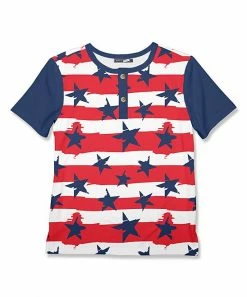 Best reviews of 🔔 Millie & Maxx Red Stars & Stripes Henley - Toddler & Boys For Kids ✨