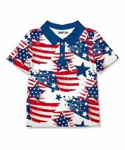 Brand new ❤️ Millie & Maxx Blue & Red US Flag Polo - Toddler & Boys For Kids 😀