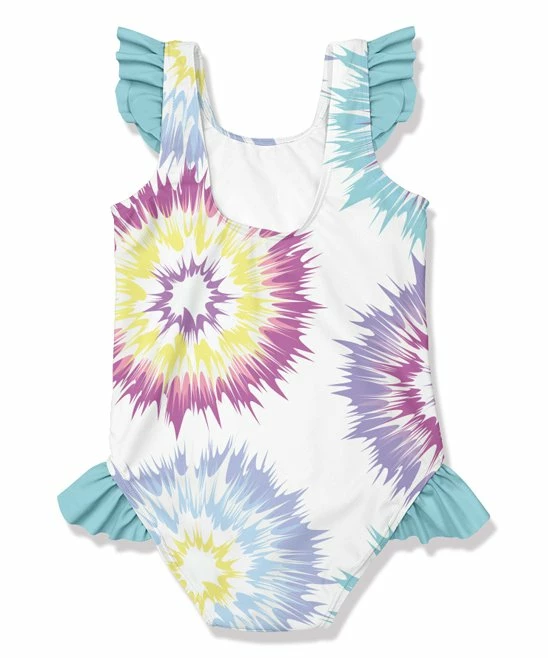 Best deal π Millie Loves Lily White & Turquoise Tie-Dye Ruffle-Accent One-Piece - Infant, Toddler & π§ Girls For Kids β¨ 2 Best deal π Millie Loves Lily White & Turquoise Tie-Dye Ruffle-Accent One-Piece - Infant, Toddler & π§ Girls For Kids β¨ - Image 2