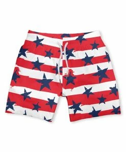 Best Sale 👏 Millie & Maxx Navy & Red Stars & Stripe Swim Trunks - Toddler & Boys For Kids ❤️