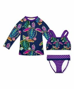 Promo 🎉 Millie Loves Lily Navy & Purple Sea Turtle Tankini & Rashguard - Infant & 👧 Girls For Kids 🔥