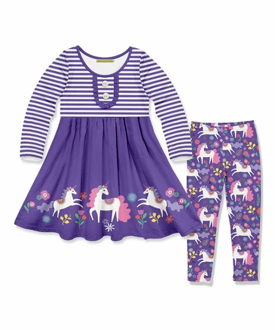Flash Sale π Millie Loves Lily Purple Darling Unicorn Button-Accent A-Line π Dress & Leggings - Toddler & π§ Girls For Kids π 1 Flash Sale π Millie Loves Lily Purple Darling Unicorn Button-Accent A-Line π Dress & Leggings - Toddler & π§ Girls For Kids π