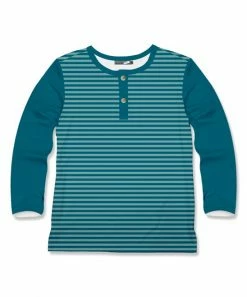 Top 10 🛒 Millie & Maxx Teal & Nile Blue Stripe Long-Sleeve Henley - Boys For Kids ✨
