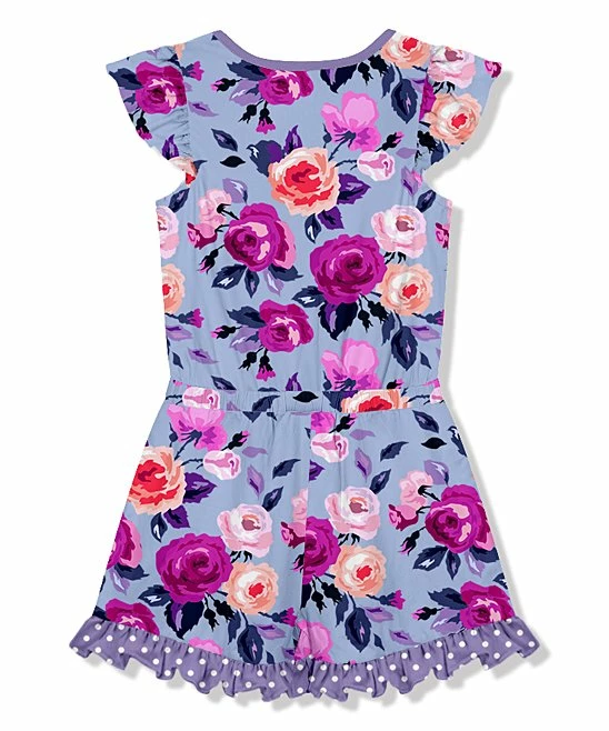 Best Pirce π Millie Loves Lily Periwinkle & Rose Ruffle-Trim Button-Front Romper - π§ Girls For Kids π― 3 Best Pirce π Millie Loves Lily Periwinkle & Rose Ruffle-Trim Button-Front Romper - π§ Girls For Kids π― - Image 3