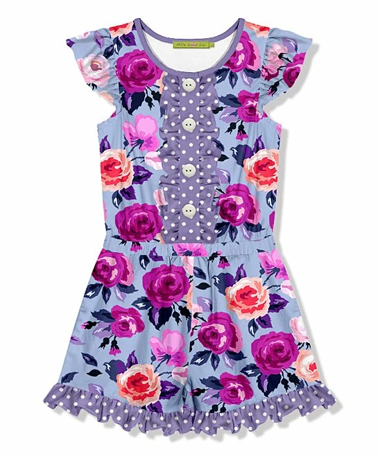 Best Pirce π Millie Loves Lily Periwinkle & Rose Ruffle-Trim Button-Front Romper - π§ Girls For Kids π― 1 Best Pirce π Millie Loves Lily Periwinkle & Rose Ruffle-Trim Button-Front Romper - π§ Girls For Kids π―