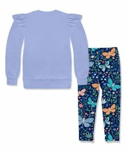 Discount ⭐ Millie Loves Lily Periwinkle Ruffle-Trim Sweatshirt & Singing Butterflies Leggings - 👧 Girls For Kids 🔥 -Little Millie-shop zu102034066 alt 2 tm1641317858