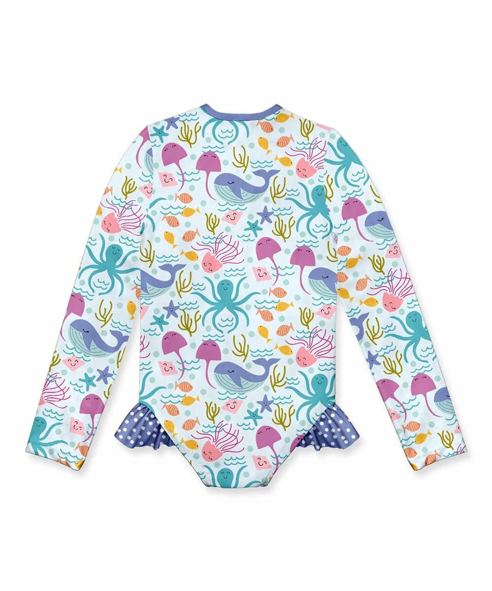 Wholesale π€© Millie Loves Lily Pale Blue & White Sea Creatures Ruffle-Accent One-Piece Rashguard - Infant, Toddler & π§ Girls For Kids π 3 Wholesale π€© Millie Loves Lily Pale Blue & White Sea Creatures Ruffle-Accent One-Piece Rashguard - Infant, Toddler & π§ Girls For Kids π - Image 3