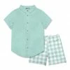 Budget 👍 Millie & Maxx Mint Short-Sleeve Button-Up & Gingham Pocket Shorts - Boys For Kids 🥰