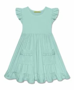 Flash Sale 🌟 Simply Millie By Millie Loves Lily Mint Pocket Angel-Sleeve A-Line 👗 Dress - 👧 Girls For Kids 🤩