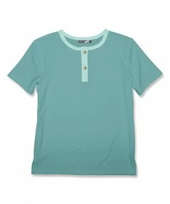 Best deal ✨ Millie & Maxx Nile Blue & Mint Constrast-Trim Henley - Toddler & Boys For Kids 🔔