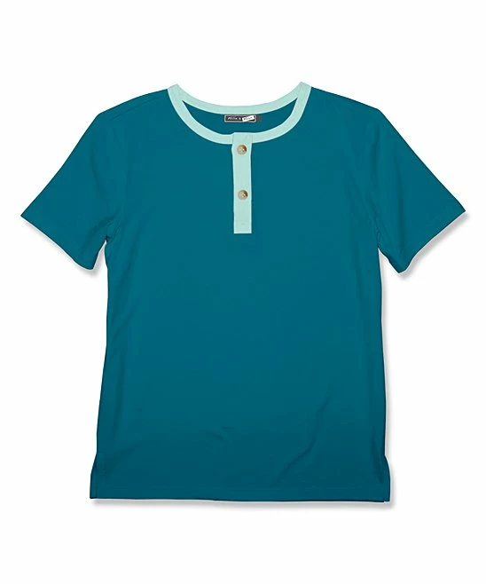 Promo π Millie & Maxx Teal & Mint Constrast-Trim Henley - Toddler & Boys For Kids π― 1 Promo π Millie & Maxx Teal & Mint Constrast-Trim Henley - Toddler & Boys For Kids π―