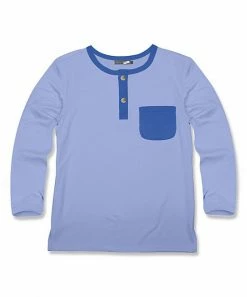 Cheapest 🎁 Millie & Maxx Periwinkle & Blue Contrast-Pocket Long-Sleeve Henley - Toddler & Boys For Kids 💯