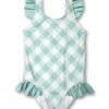 Deals 🔔 Millie Loves Lily White & Mint Gingham Ruffle-Accent One-Piece - 👧 Girls For Kids 🔥
