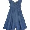 Coupon 😀 Simply Millie By Millie Loves Lily Blue Chambray Ruffle-Hem Angel-Sleeve 👗 Dress - 👧 Girls For Kids ✔️