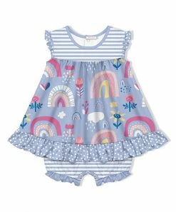 New 💯 Little Millie Periwinkle Rainbows 👗 Skirted Bubble Bodysuit - Infant For Kids 💯