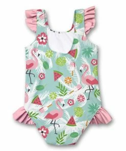 Coupon 🔥 Millie Loves Lily Mint Flamingo Party Ruffle-Accent One-Piece - 👧 Girls For Kids 💯 -Little Millie-shop zu102548226 alt 2 tm1641328708