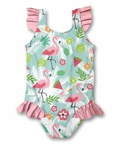 Coupon 🔥 Millie Loves Lily Mint Flamingo Party Ruffle-Accent One-Piece - 👧 Girls For Kids 💯