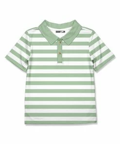 Cheap ❤️ Millie & Maxx Sage & White Stripe Polo - Infant For Kids ⌛