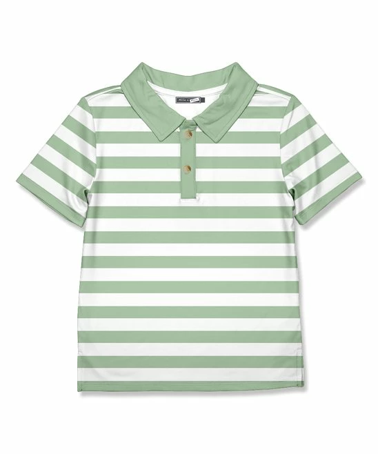 Cheap ❤️ Millie & Maxx Sage & White Stripe Polo - Infant For Kids ⌛ 1 Cheap ❤️ Millie & Maxx Sage & White Stripe Polo - Infant For Kids ⌛