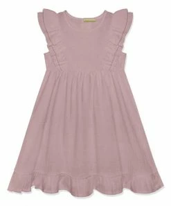Budget 🛒 Simply Millie By Millie Loves Lily Dusty Pink Dot Double-Ruffle Gauze Sleeveless A-Line 👗 Dress - 👧 Girls For Kids 🔔